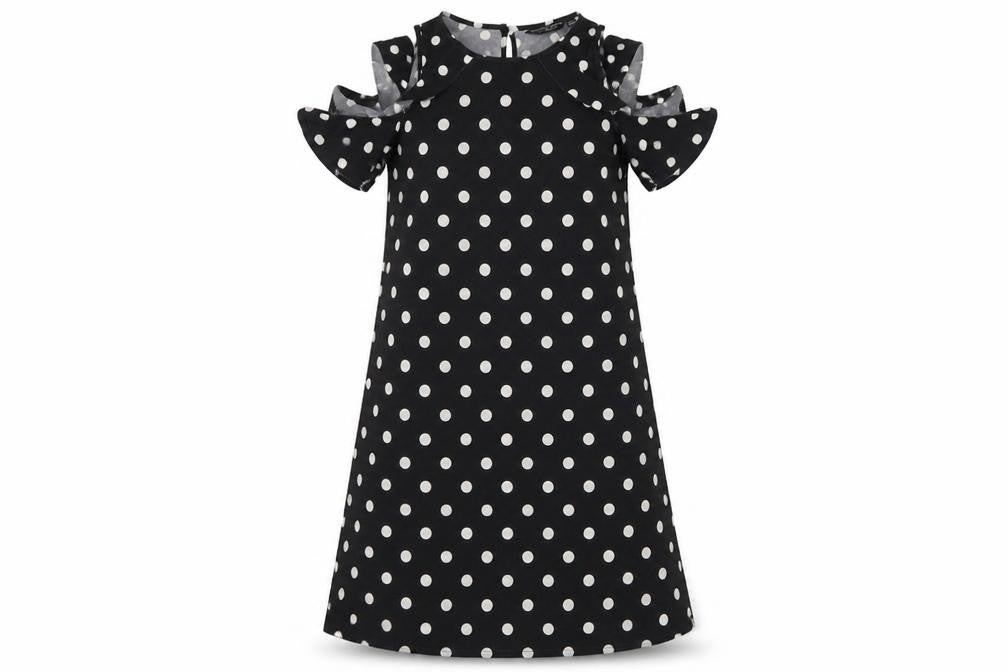 Dorothy Perkins Womens Black Polka Dot  A-Line  Size 8  - Cut Out Shoulder