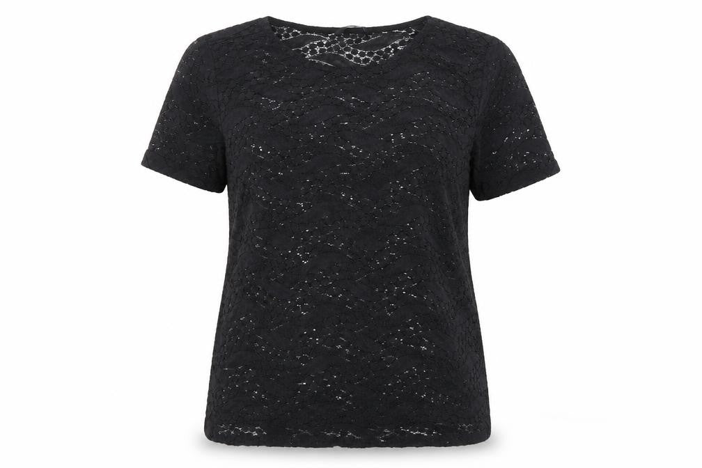 George Womens Black Geometric  Basic Blouse Size 14