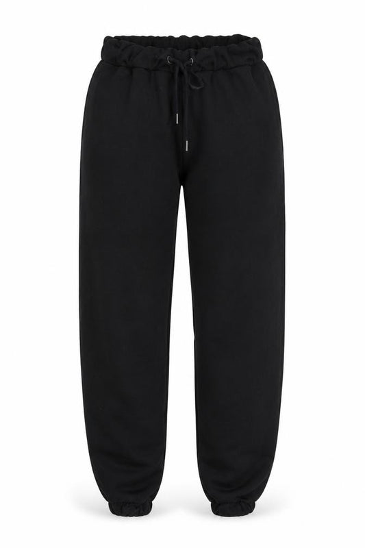Front view of ASOS women’s black sweatpants, size UK 8, 26-inch leg