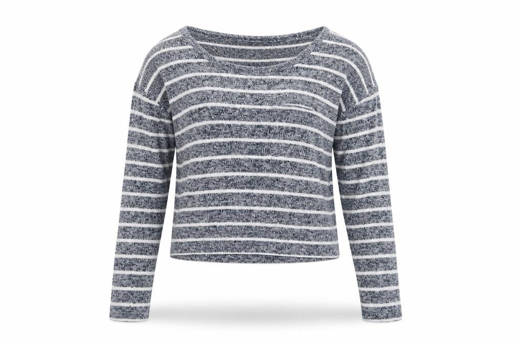 Diverse Womens Blue Striped  Basic T-Shirt Size M