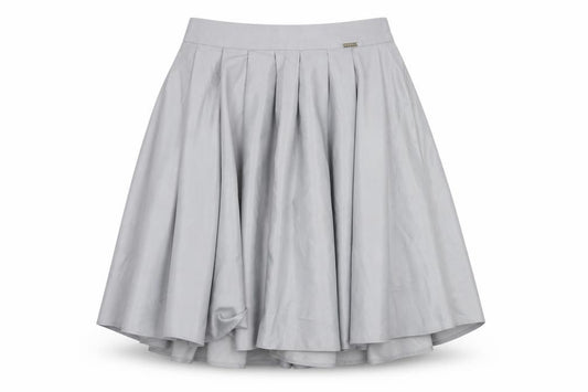 Front view of Mohito women’s grey pleated skirt, size UK 6