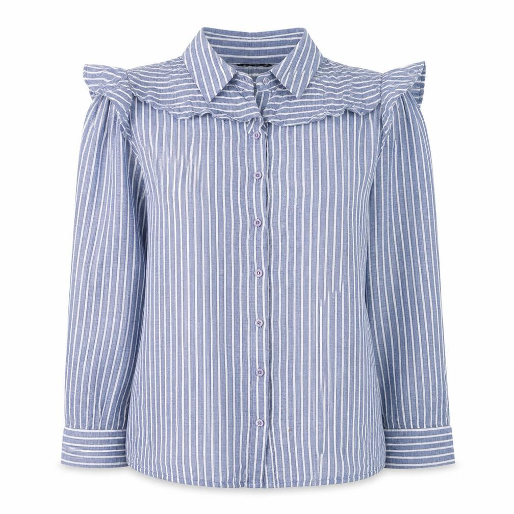 Select Womens Blue Striped  Basic Button-Up Size 14