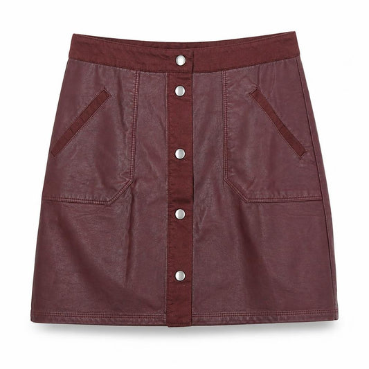 Front view of urban bliss women’s red straight & pencil skirt, size UK 10