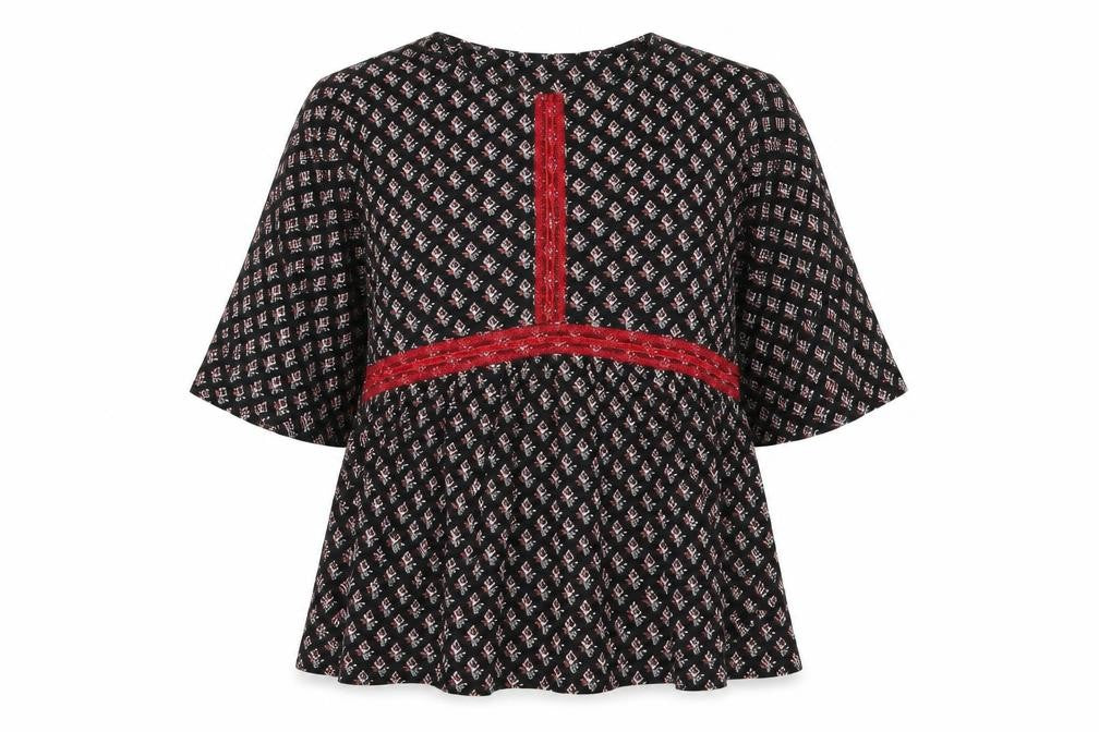 Marks and Spencer Womens Black Geometric  Shirt Dress  Size 12  - Flower detail