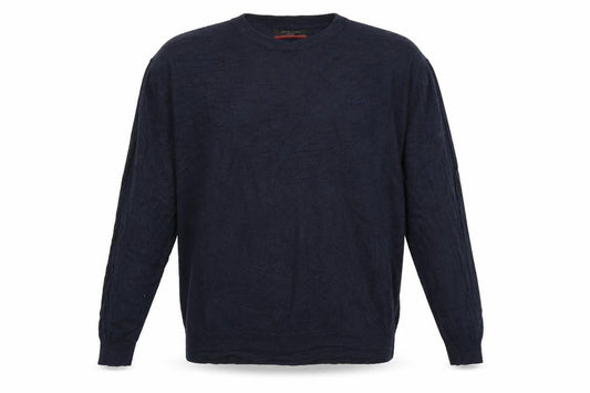 Front view of PIERE CANDIN men’s blue jumper, size L