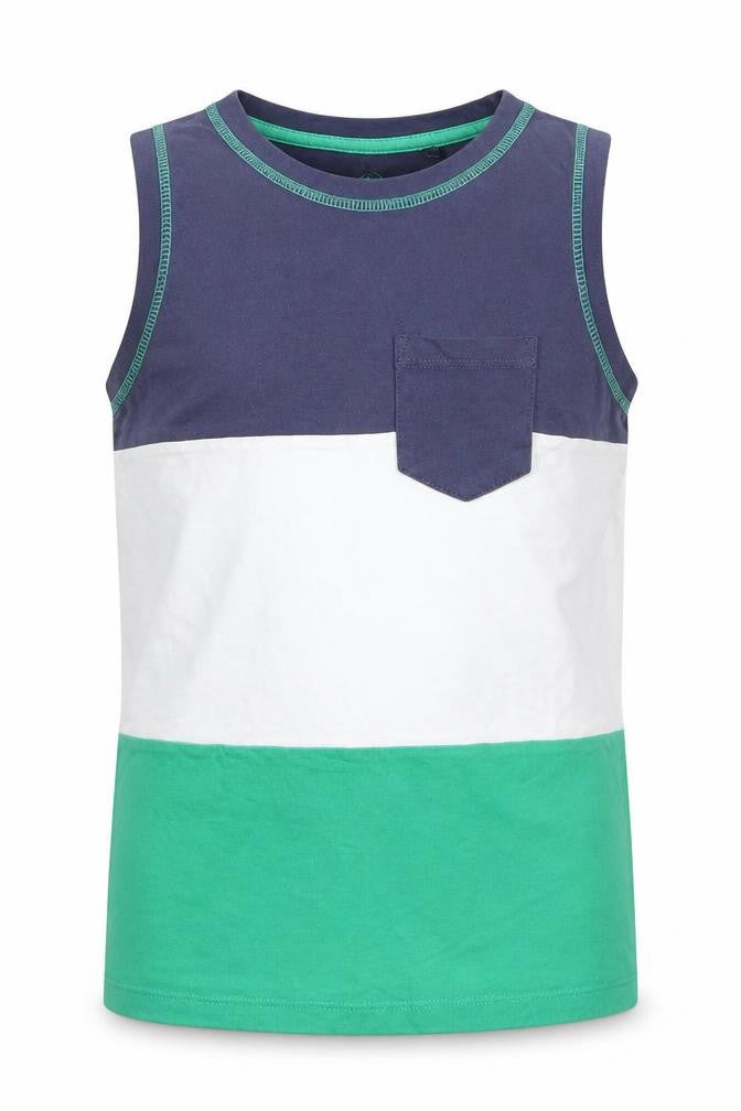 Cool Club Boys Green Colourblock  Basic Tank Size 7-8 Years