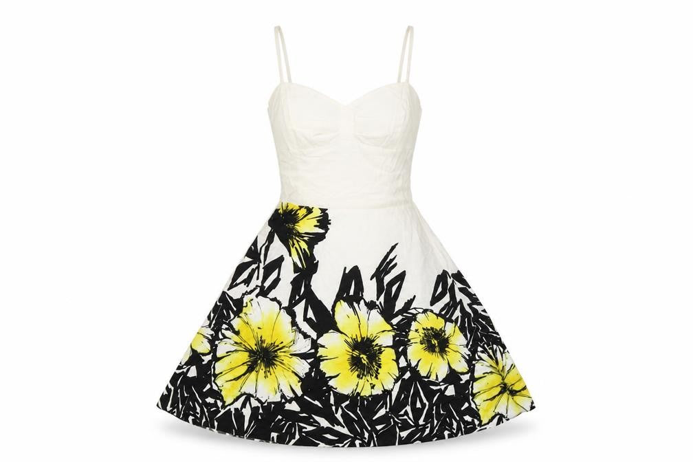 bay Womens White Floral  Fit & Flare  Size 8