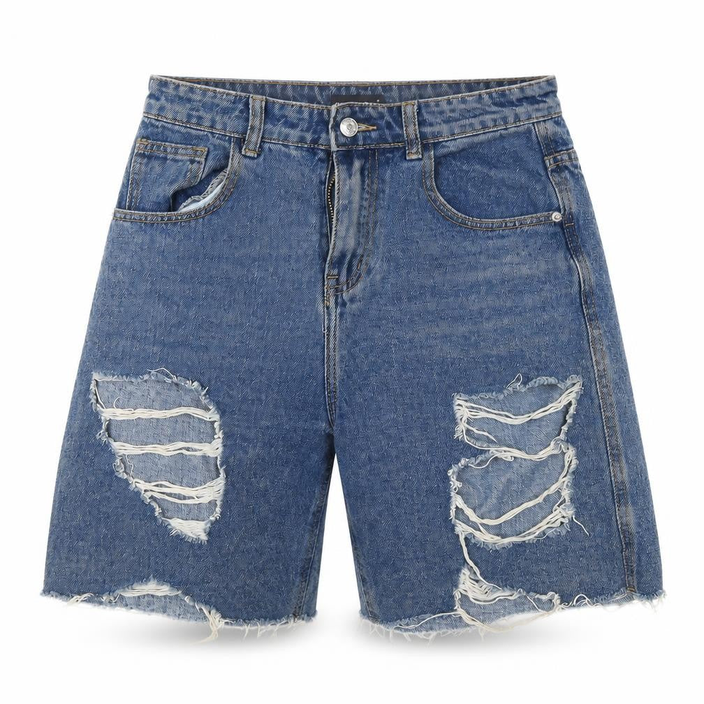 Momokrom Womens Blue  Ramie Cut-Off Shorts Size 8