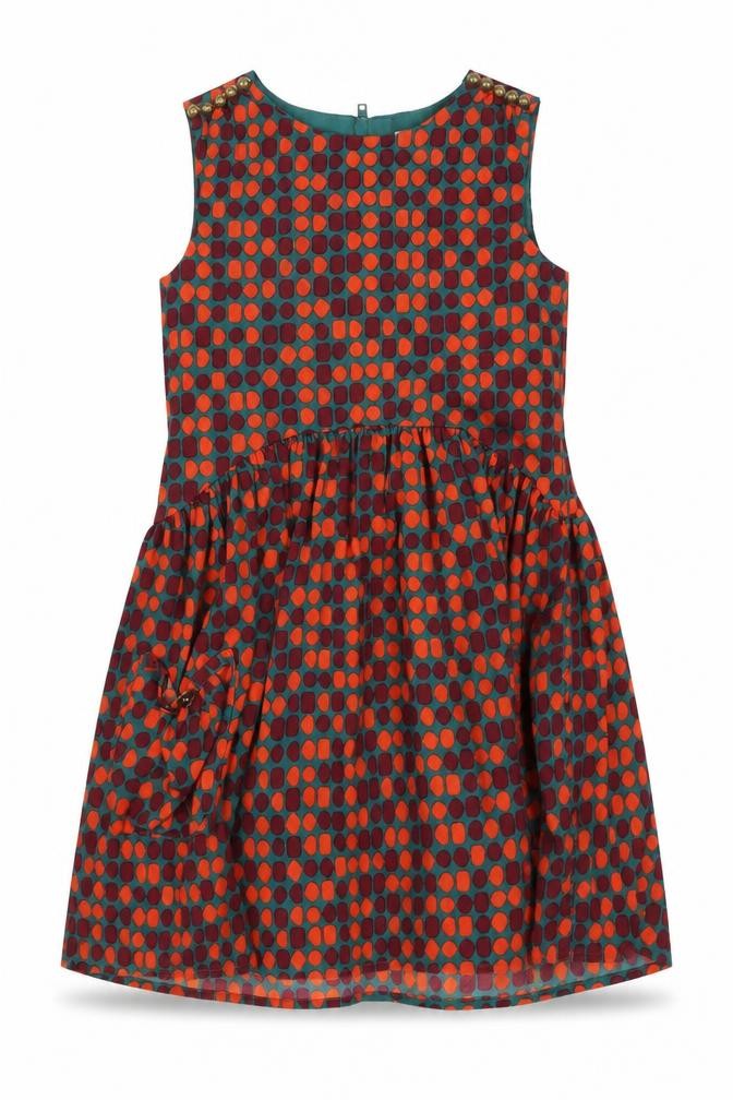 Wear With love Girls Green Polka Dot  Fit & Flare  Size 6-7 Years