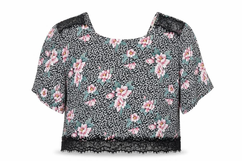 Pins and Needles Womens Multicoloured Floral  Cropped Blouse Size M