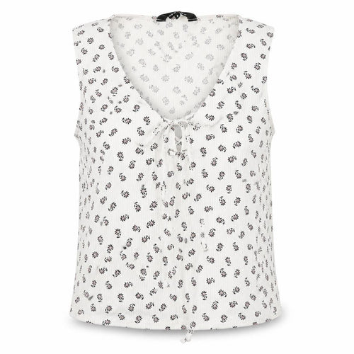 New Look Womens White Floral  Cropped Blouse Size 8