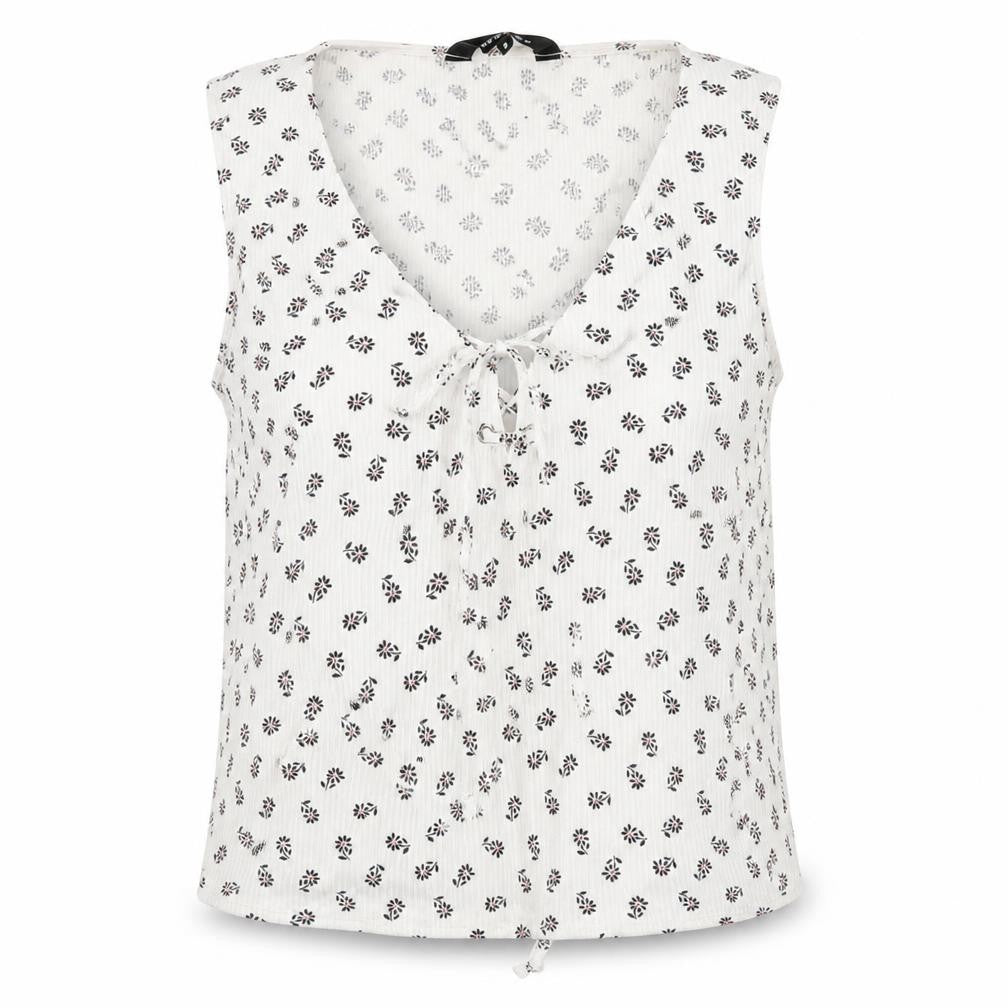 New Look Womens White Floral  Cropped Blouse Size 8