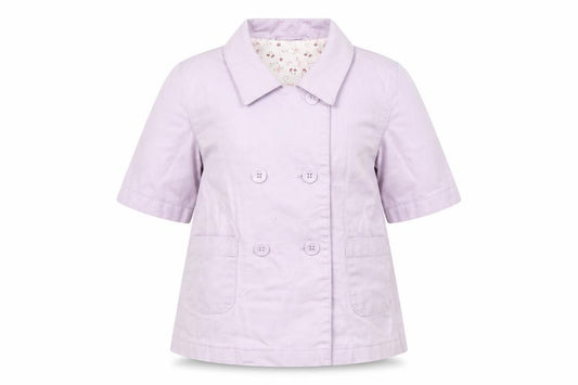 Front view of Marks & Spencer girls’ purple jacket coat, size 3-6, months