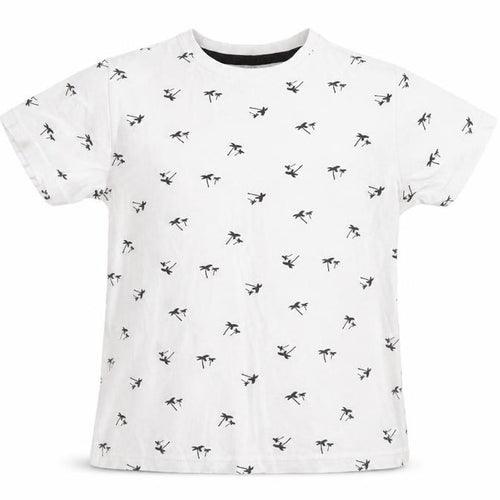 Primark Boys White Geometric  Basic T-Shirt Size 9-10 Years  - Palm Trees