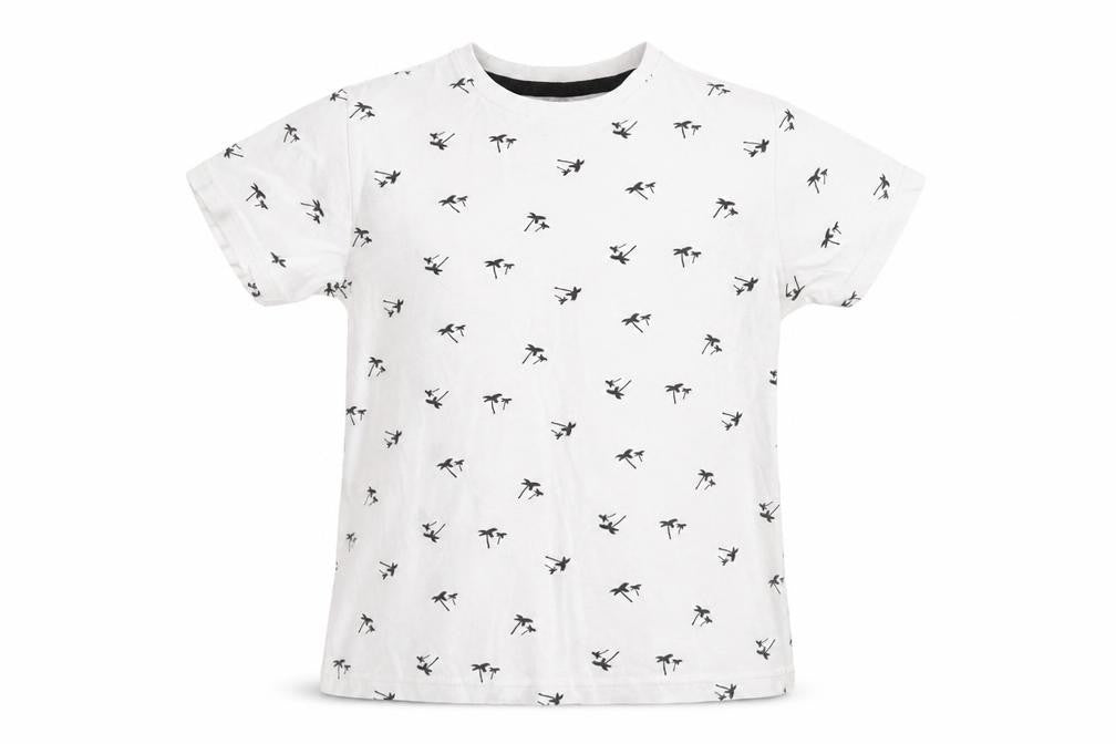 Primark Boys White Geometric  Basic T-Shirt Size 9-10 Years  - Palm Trees