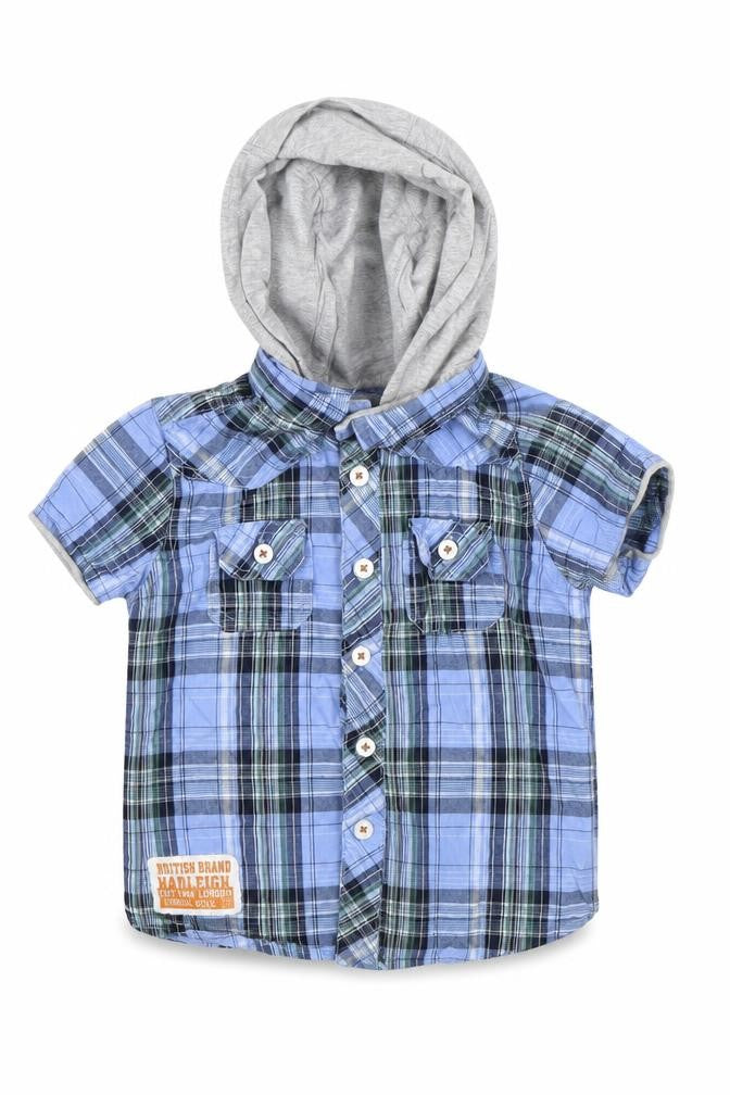 Hadleigh London Boys Blue Check  Basic Button-Up Size 18-24 Months