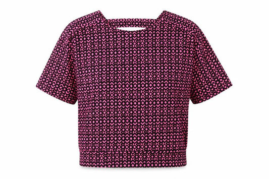 Front view of Next women’s pink geometric basic t-shirt, size UK 6
