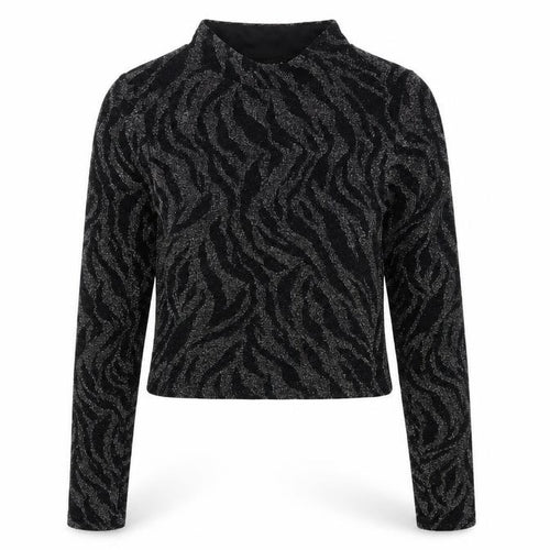 New Look Womens Black Animal Print Knit Pullover Jumper Size 14
