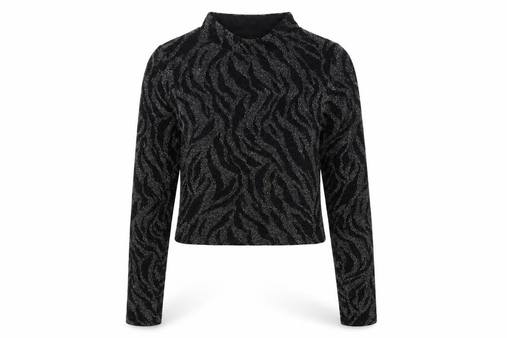 New Look Womens Black Animal Print Knit Pullover Jumper Size 14