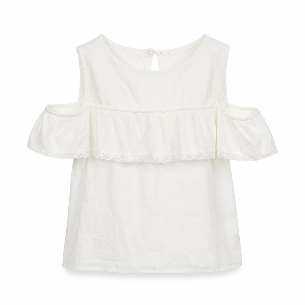 Front view of H&M girls’ white basic blouse, size 11-12, years