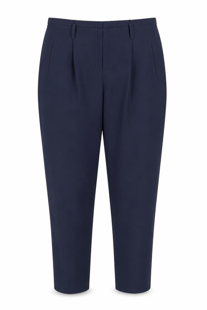 Front view of Atmosphere women’s blue carrot trousers, size UK 14, 26-inch leg