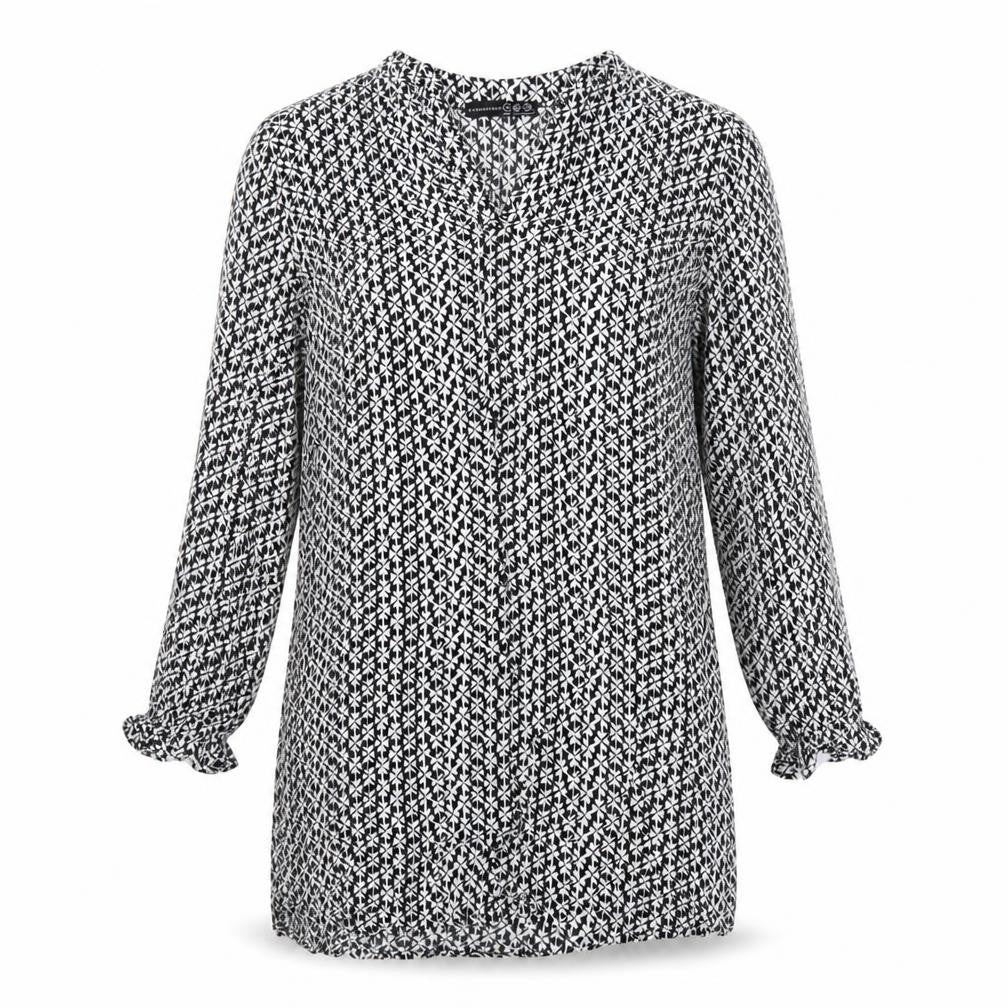 Primark Womens Black Geometric  Basic Blouse Size 8