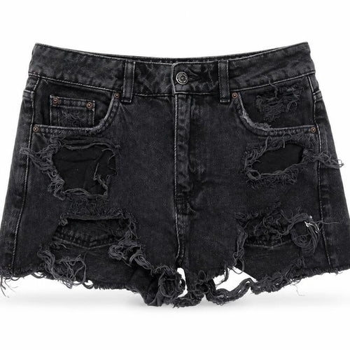 Topshop Womens Black  Denim Cut-Off Shorts Size 26