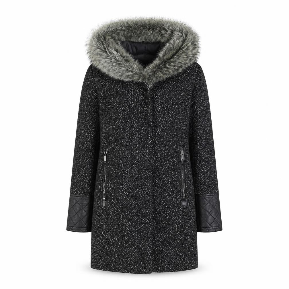 New Look  Womens Grey Herringbone  Overcoat Coat Size 12