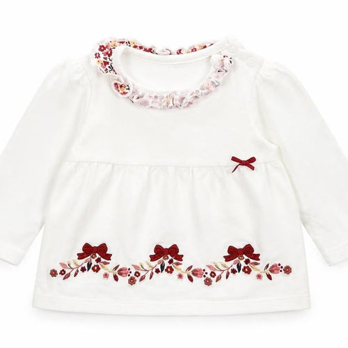 Nutmeg Girls White Floral  Basic T-Shirt Size 3-6 Months