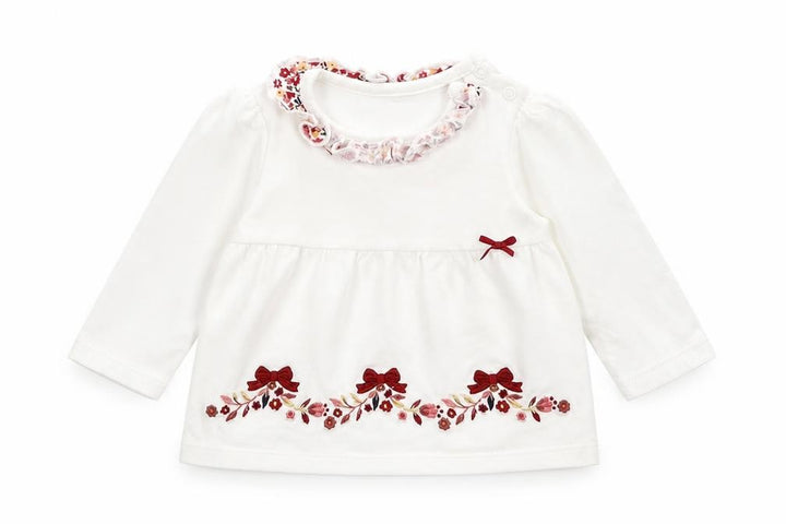 Nutmeg Girls White Floral Basic T-Shirt Size 3-6 Months