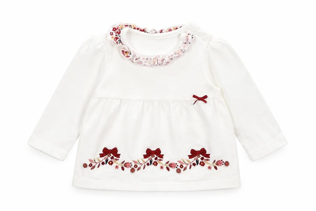 Nutmeg Girls White Floral  Basic T-Shirt Size 3-6 Months
