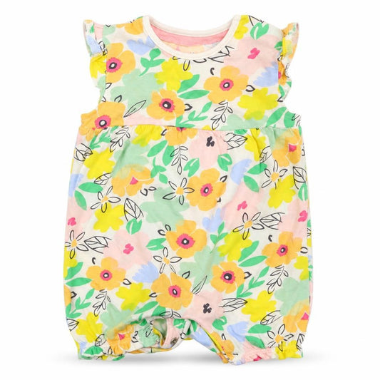 Front view of F&F girls’ multicoloured floral basic t-shirt, size 3-6, months