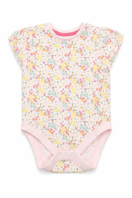 Front view of F&F girls’ multicoloured floral babygrow one-piece, size 3-6, months