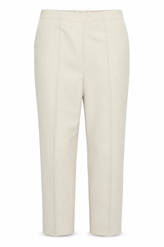 Front view of Preworn women’s beige trousers, size UK 18, 27-inch leg