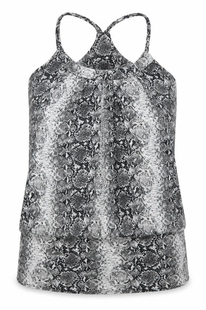 K&D Womens Grey Animal Print  Basic Tank Size 16