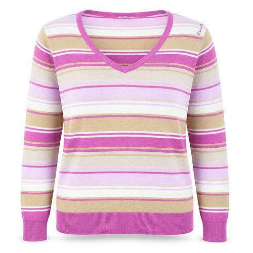 Daily Womens Pink Striped  Pullover Jumper Size L