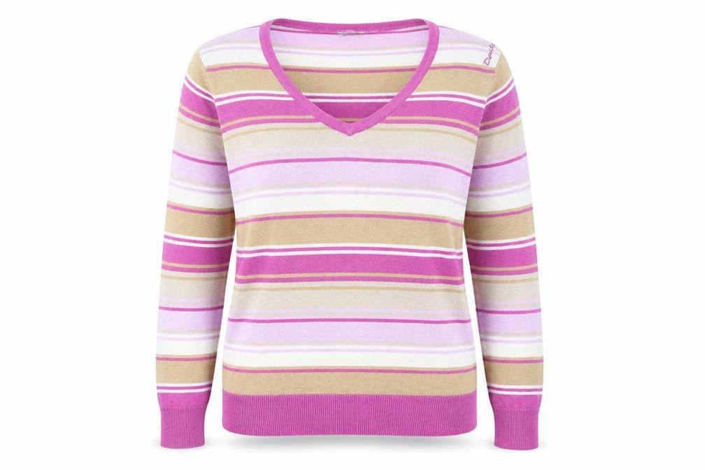 Daily Womens Pink Striped  Pullover Jumper Size L