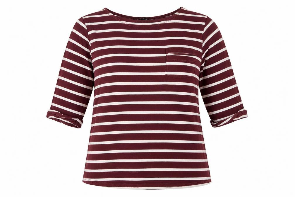 New Look Womens Purple Striped  Basic T-Shirt Size 6