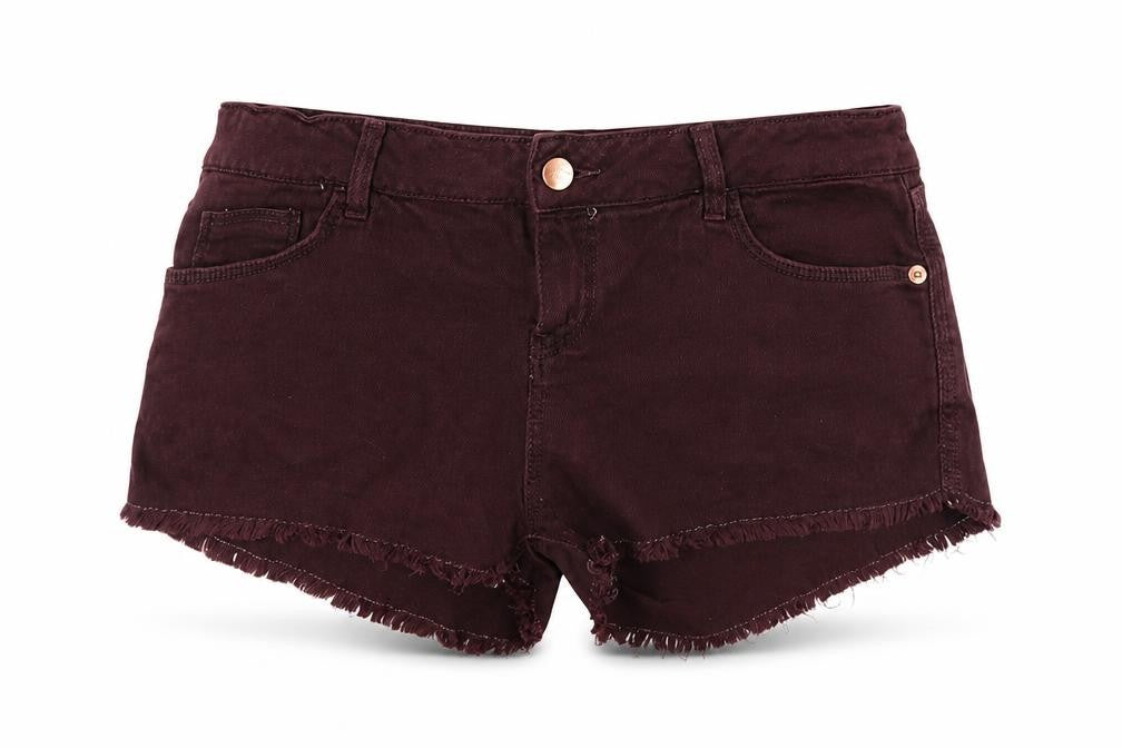 Topshop Womens Purple  Denim Cut-Off Shorts Size 12