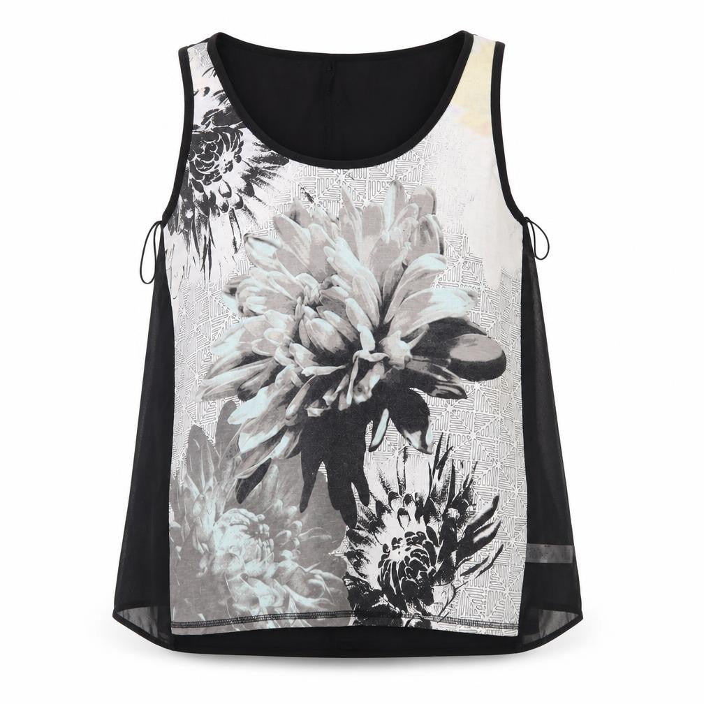 George Womens Grey Floral Jersey Basic Blouse Size 16
