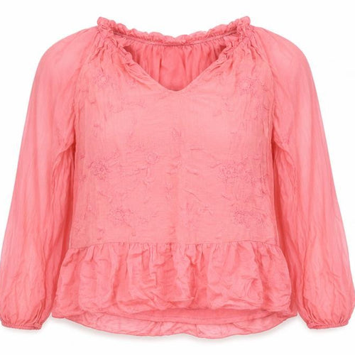 collection gaia Womens Pink Floral  Basic Blouse Size S