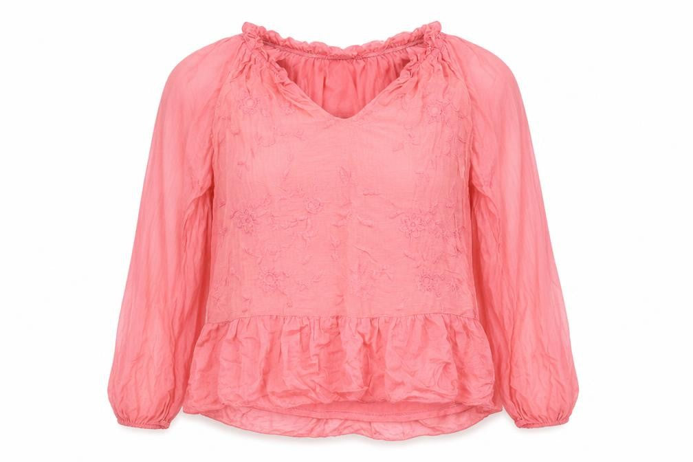 collection gaia Womens Pink Floral  Basic Blouse Size S