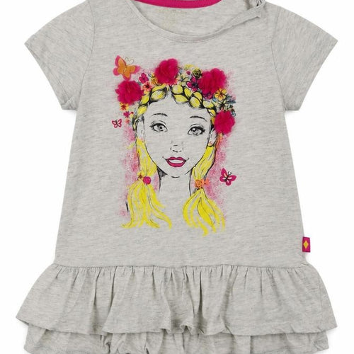 gythia rowley  Girls Grey Animal Print  Basic T-Shirt Size 5-6 Years