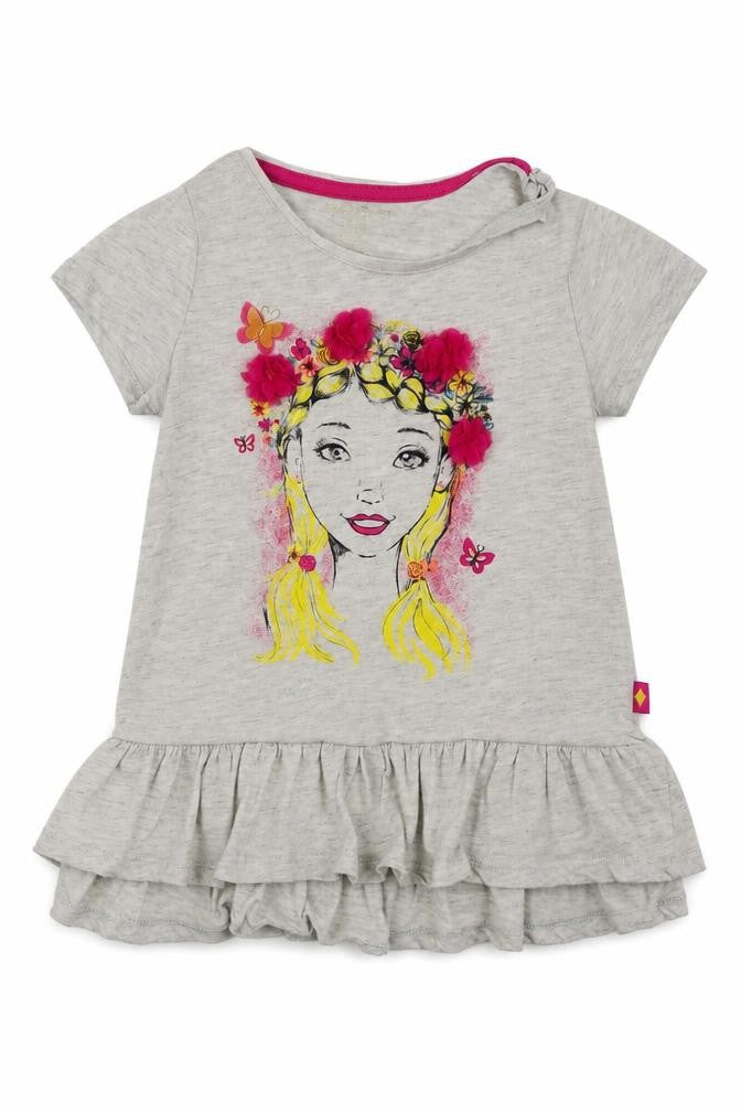 gythia rowley  Girls Grey Animal Print  Basic T-Shirt Size 5-6 Years