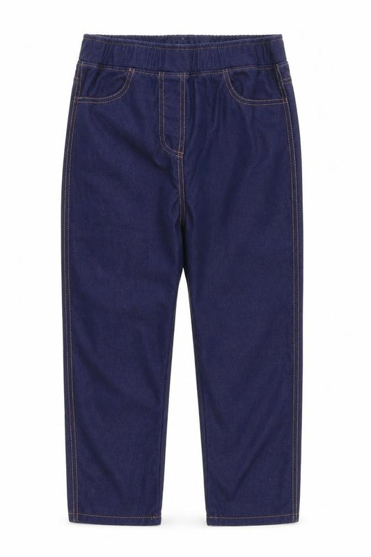 Front view of Papaya girls’ blue ikat jegging trousers, size 10-11, years