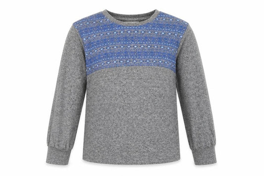 Front view of Matalan boys’ grey geometric basic t-shirt, size 6-7, years