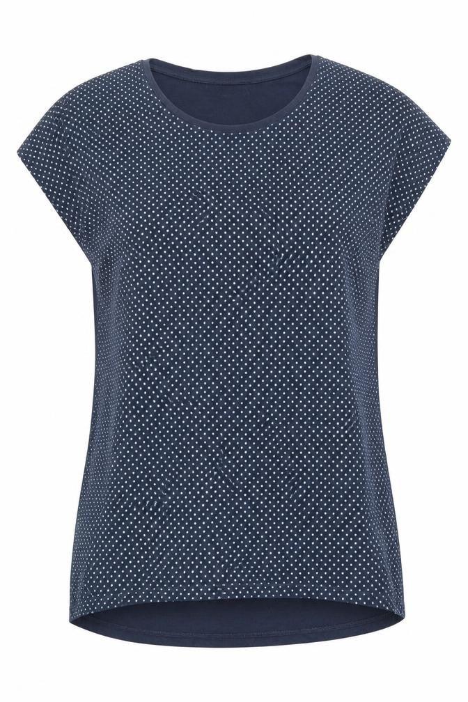 Montego Womens Blue Polka Dot  Basic Blouse Size M