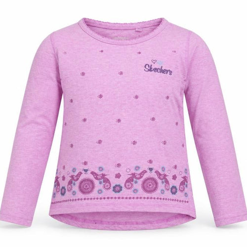 Skechers Girls Purple Floral  Basic Blouse Size 6-7 Years
