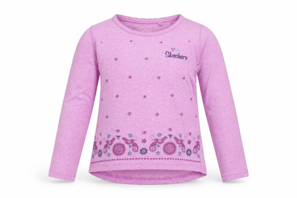 Skechers Girls Purple Floral  Basic Blouse Size 6-7 Years