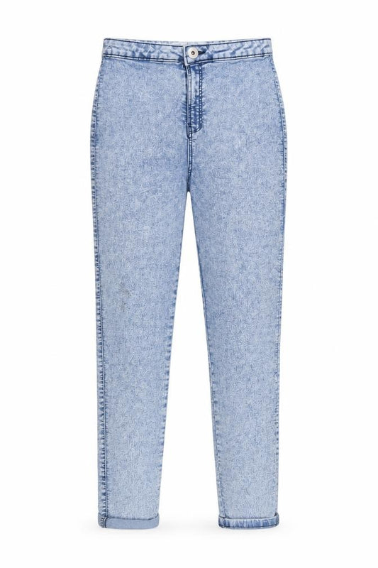 Front view of Denim & Co. girls’ blue denim straight jeans, size 12-13, years